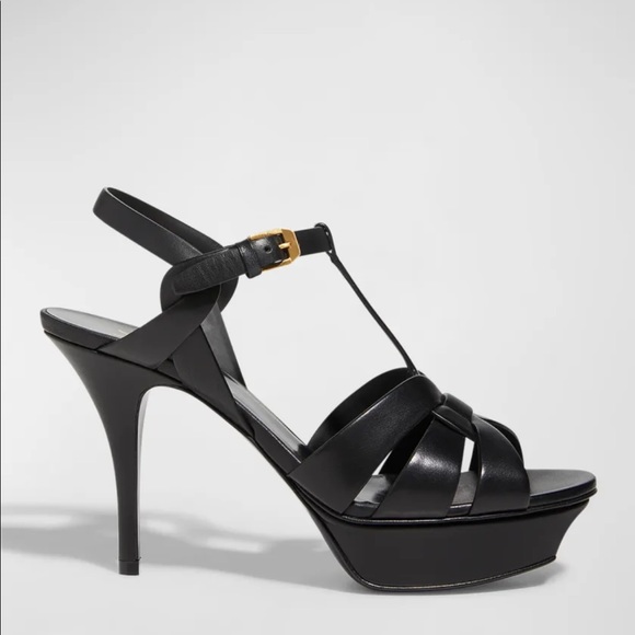 Saint Laurent, Tribute leather platform sandals - Picture 2 of 5